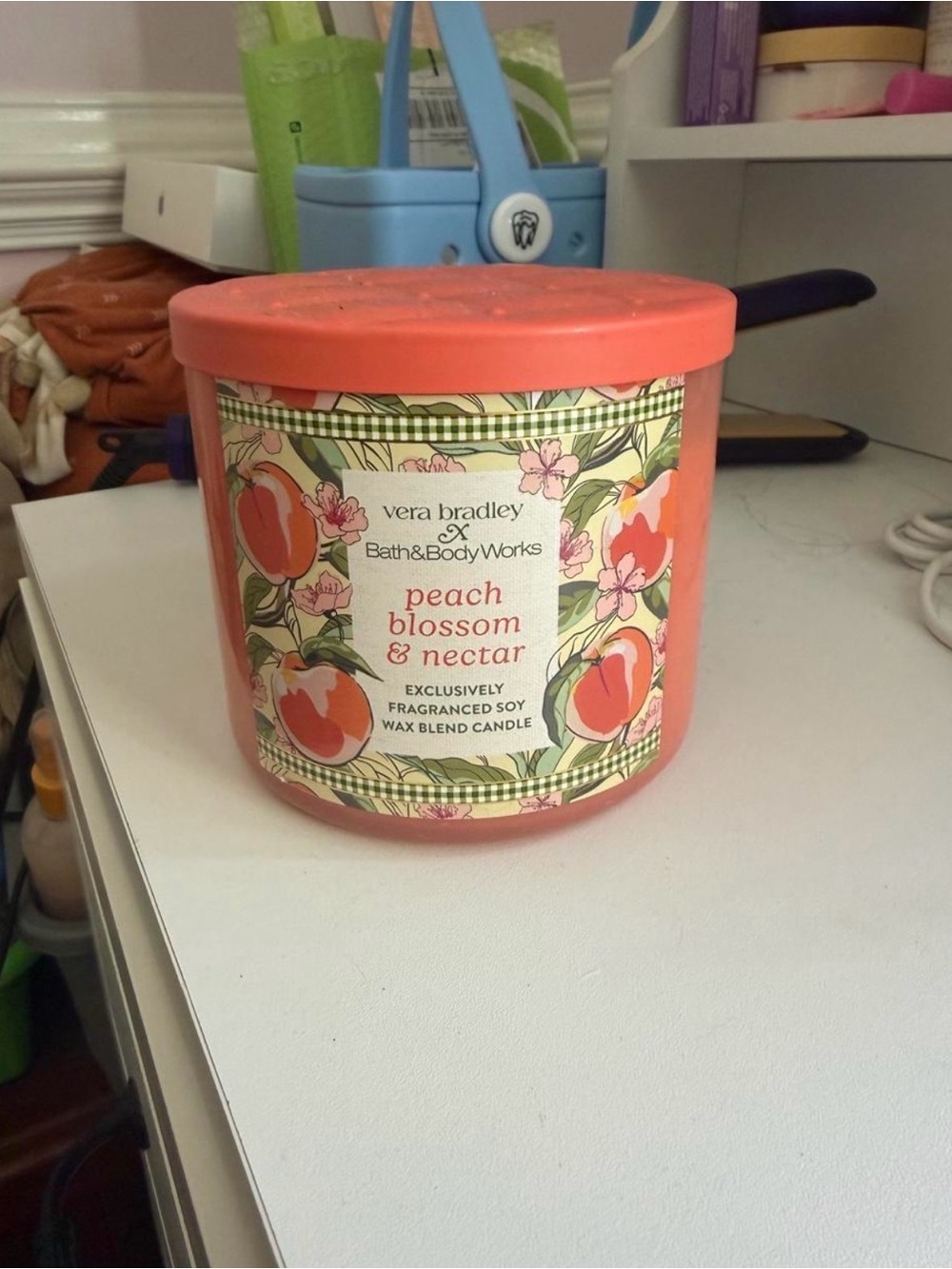 Bath & Body Works Peach Blossom & Nectar Candle - Coral